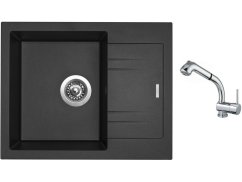 Set Sinks LINEA 600 N Metalblack + batéria Sinks MIX 3 S Chróm