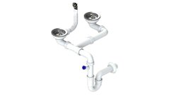 Dřezový dvousifon 3 1/2" pro granitové dřezy s úsporou místa