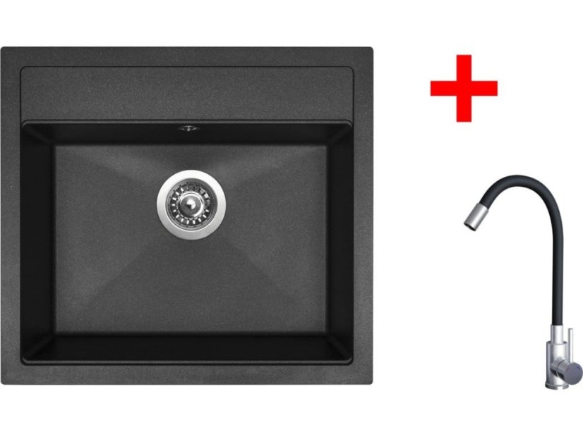 Sinks SOLO 560 Granblack + Elasta nerez/černá