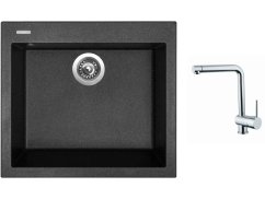 Set Sinks CUBE 560 Granblack + batéria Sinks MIX 3 chróm Set Sinks CUBE 560 Granblack + batéria Sinks MIX 3 chróm