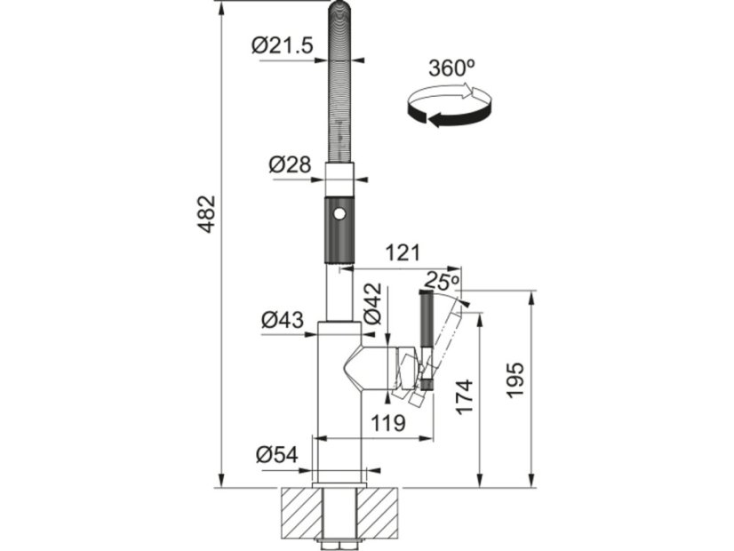 Dřezová baterie Franke FG 4768.504 MARIS STRIPES SEMI PRO Matná černá/zlatá - 12