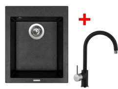 Set Sinks CUBE 410 Granblack + Vitalia GR Set Sinks CUBE 410 Granblack + Vitalia GR