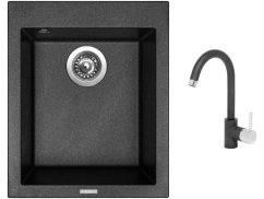 Set Sinks CUBE 410 Metalblack + baterie Sinks MIX 35 Metalblack Set Sinks CUBE 410 Metalblack + baterie Sinks MIX 35 Metalblack