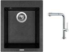 Set Sinks CUBE 410 Granblack + batéria Sinks SLIM S2 kartáčovaná