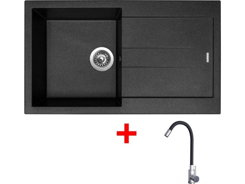 Set Sinks Amanda 860 Metalblack + Elasta nerez/čierná