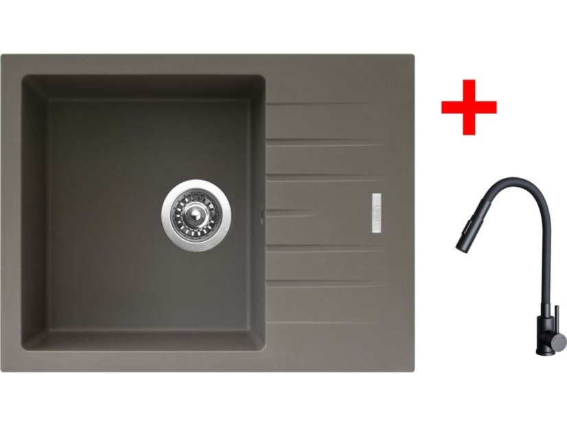 Sinks PERFECTO 650 Truffle + ELASTA S černá matná