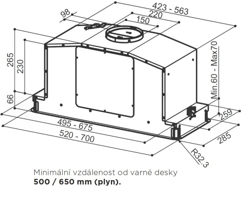 Vestavná digestoř Faber IN-LIGHT EV8 BK MATT KL A70