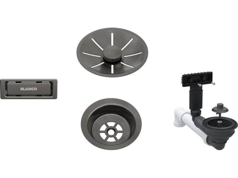 Blanco odtoková sada InFino pro jednu vaničku + táhlo, satin dark steel Blanco odtoková sada InFino pro jednu vaničku + táhlo, satin dark steel