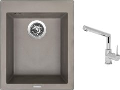 Set Sinks CUBE 410 Truffle + batéria Sinks MIX 350 P chróm Set Sinks CUBE 410 Truffle + batéria Sinks MIX 350 P chróm