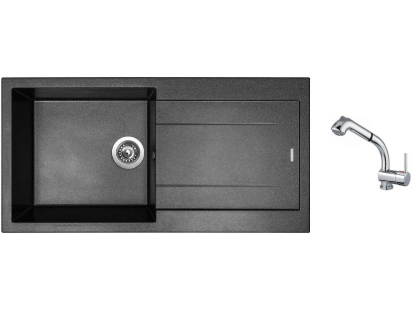 Set Sinks AMANDA 990 Metalblack + batéria Sinks MIX 3 S Chróm