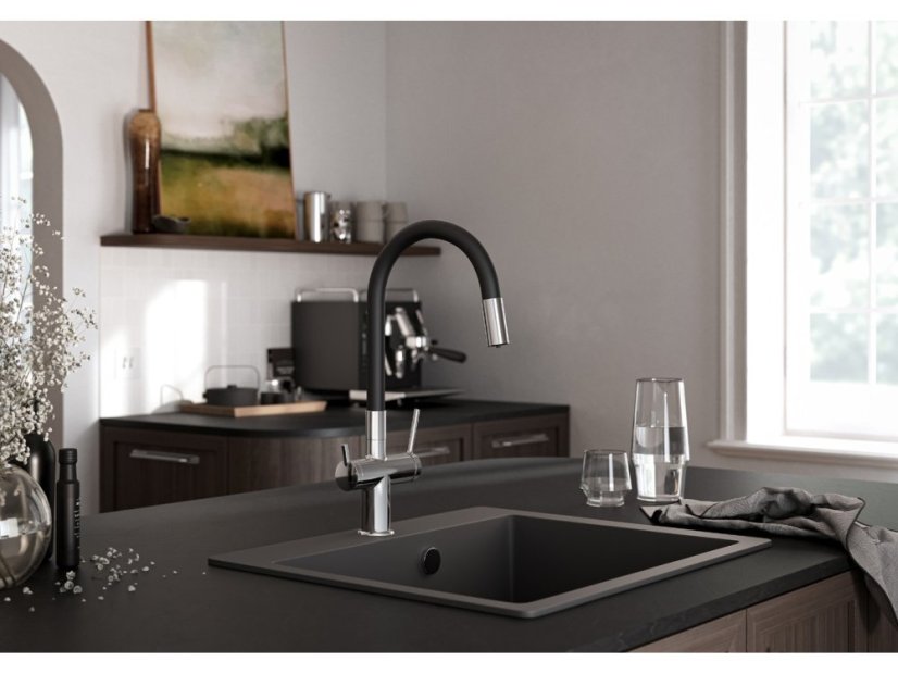 Filtračná batéria Ferro Filtrata s flexibilným ramenom, čierna/chróm BFT41B