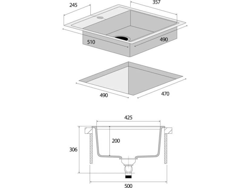 Granitový dřez Concept DG00C50wh Cubis Bílý - 3