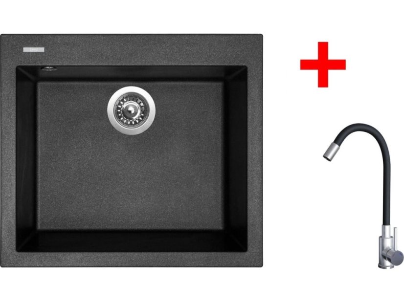 Set Sinks Cube 560 Metalblack + Elasta nerez/čierná
