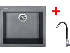 Set Sinks Cube 560 Titanium + Elasta nerez/černá