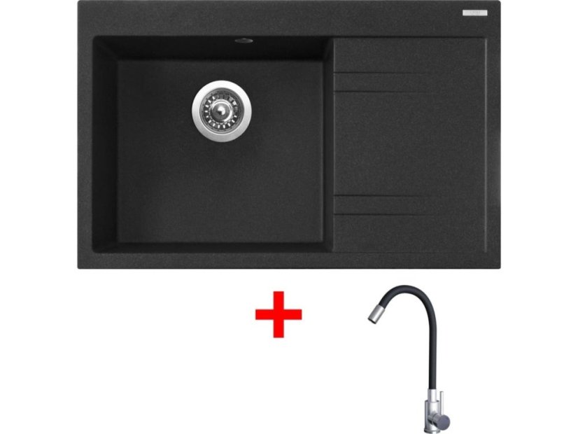 Sinks RIM 780 L Granblack + Elasta nerez/čierná
