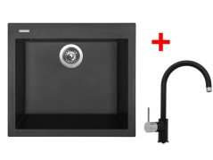 Set Sinks Cube 560 Pureblack + Vitalia GR - 1 Set Sinks Cube 560 Pureblack + Vitalia GR - 1