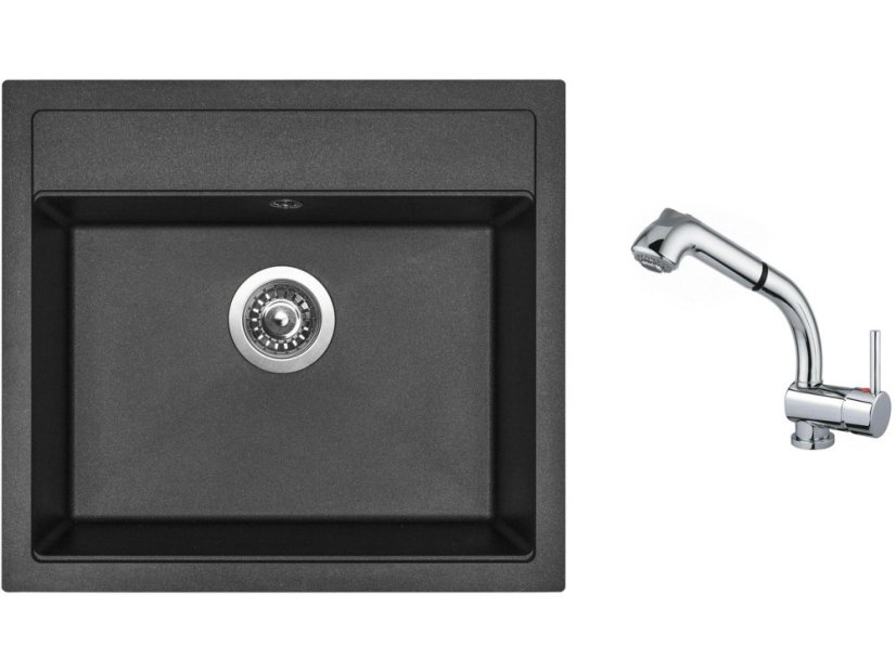 Set Sinks SOLO 560 Metalblack + baterie Sinks MIX 3 S Chrom