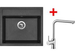 Set Sinks Solo 560 Metalblack + Elka lesklá Set Sinks Solo 560 Metalblack + Elka lesklá