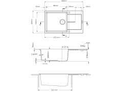 Set Sinks Ultima 860 XXL Metalblack + Vitalia GR
