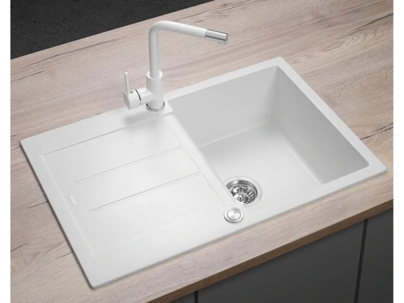 Granitový dřez Conceptr DG10C45wh Cubis Bílý - 2
