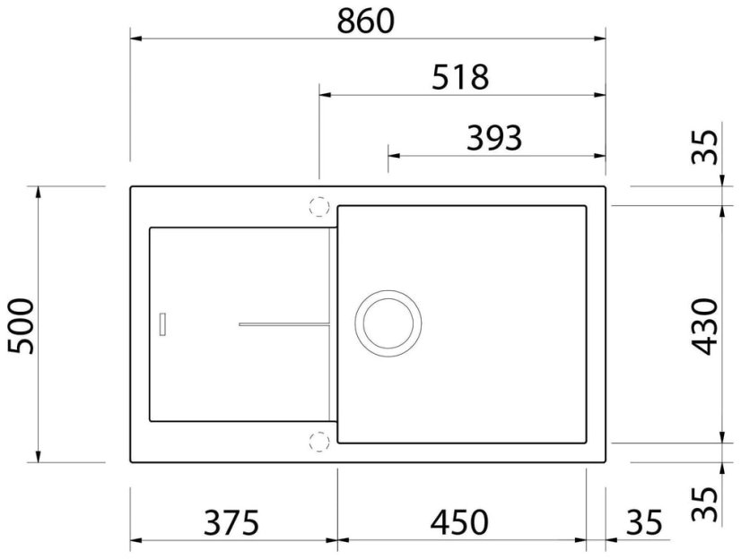 Sinks INFINITY 860 BL Nanoblack granitový drez s odkvapom