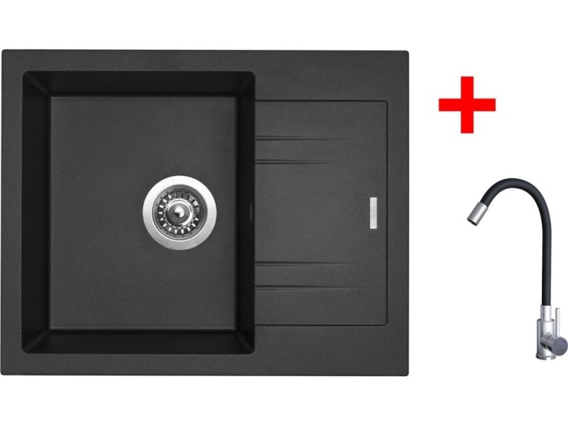 Sinks LINEA 600 Metalblack + Elasta nerez/čierná