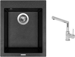 Set Sinks CUBE 410 Granblack + baterie Sinks MIX 350 P chrom Set Sinks CUBE 410 Granblack + baterie Sinks MIX 350 P chrom