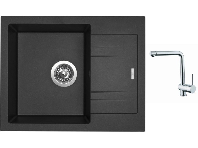 Set Sinks LINEA 600 N Metalblack + batéria Sinks MIX 3 chróm