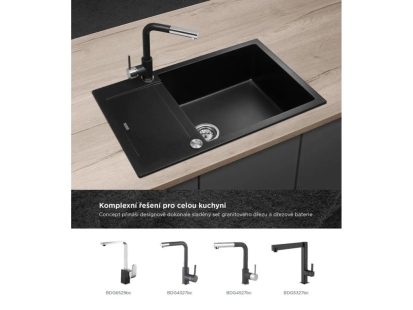 Granitový dřez Concept DG05L60bc Linea Černý - 3