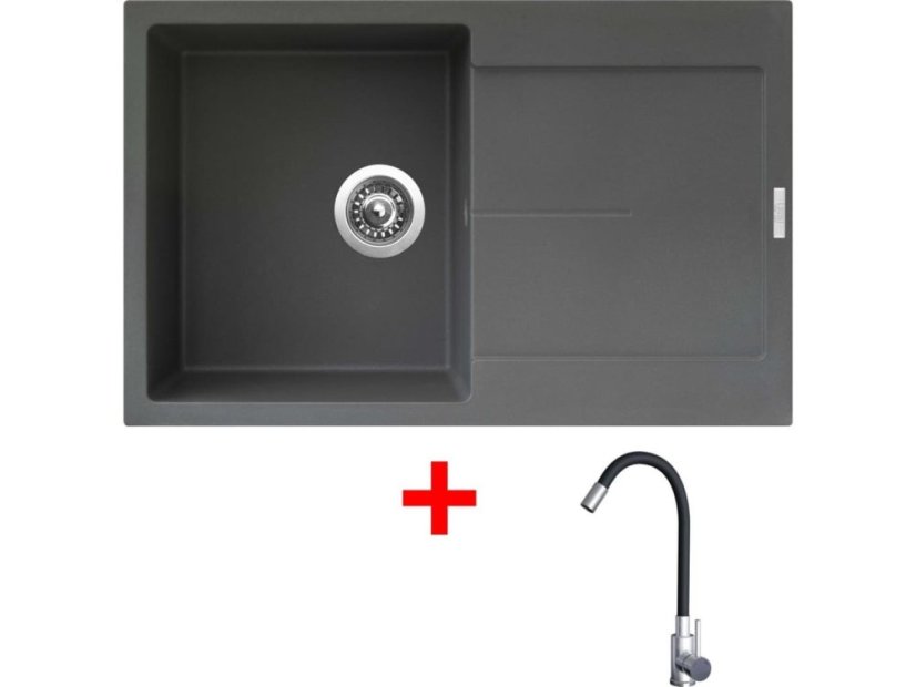 Sinks ULTIMA 790 Titanium + Elasta nerez/čierná