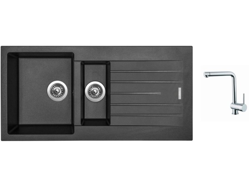 Set Sinks PERFECTO 1000.1 Metalblack + batéria Sinks MIX 3 chróm