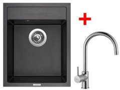 Set Sinks Classic 400 Metalblack + Vitalia
