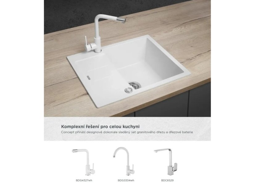 Granitový dřez Concept DG05C45wh Cubis Bílý - 4