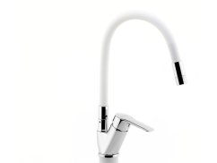 Dřezová baterie s bílým flexi ramenem Metalia 54, chrom Dřezová baterie s bílým flexi ramenem Metalia 54, chrom