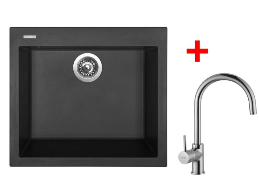 Set Sinks CUBE 560 Pureblack + Vitalia - 1