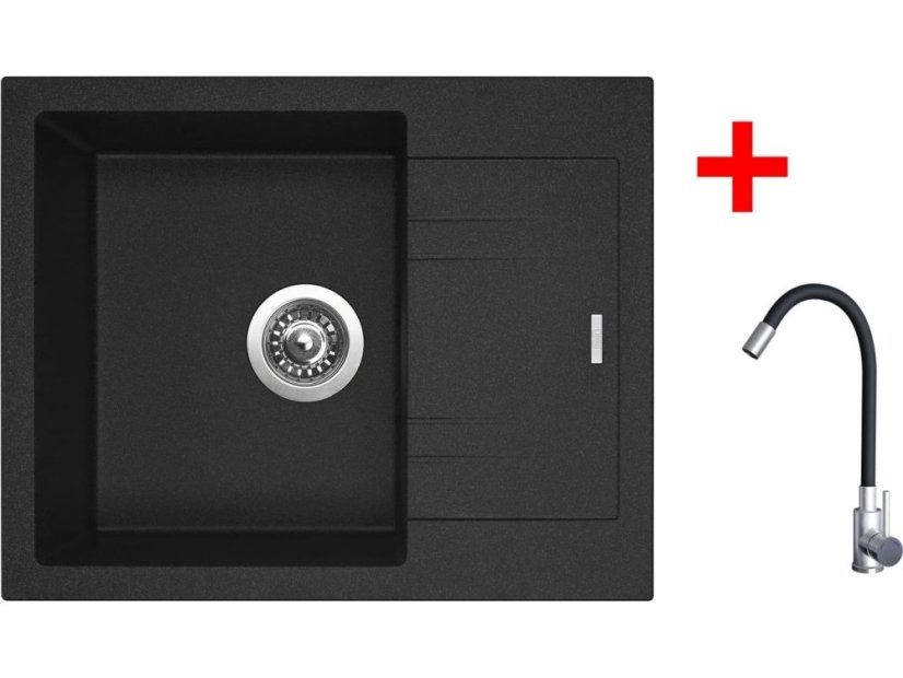 Sinks LINEA 600 Granblack + Elasta nerez/černá
