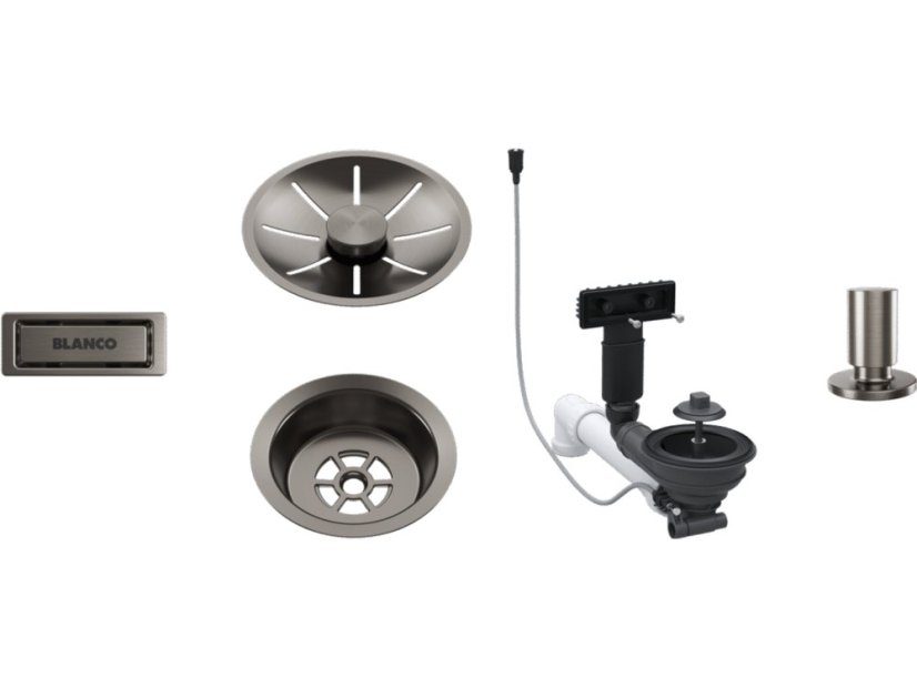 Blanco odtoková sada InFino pro jednu vaničku + táhlo, satin platinum Blanco odtoková sada InFino pro jednu vaničku + táhlo, satin platinum