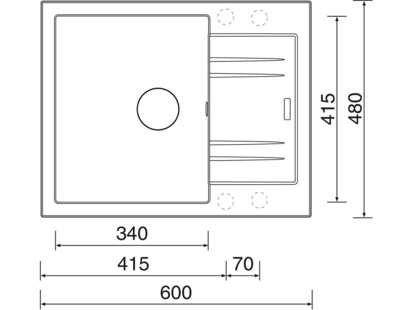 Set Sinks LINEA 600 N Granblack + batéria Sinks MIX 35 Granblack