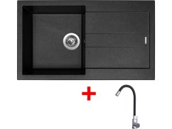 Set Sinks Amanda 860 Metalblack + Elasta nerez/čierná