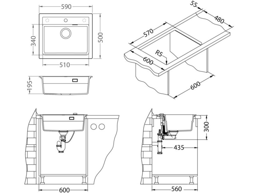 Granitový drez Alveus ATROX 30 betón