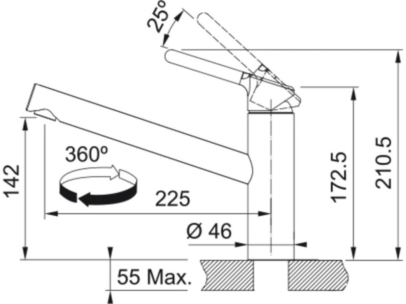 Drezová batéria Franke FC 3054.031 Orbit Chrom