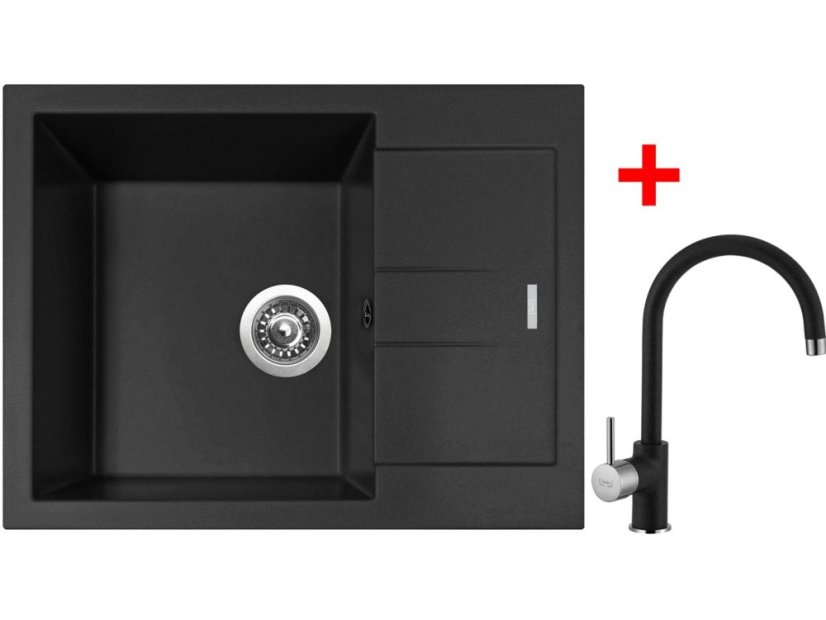 Set Sinks Amanda 650 Pureblack + Vitalia GR
