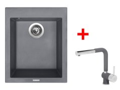 Set Sinks CUBE 410 Titanium + Mix 3 P GR Set Sinks CUBE 410 Titanium + Mix 3 P GR