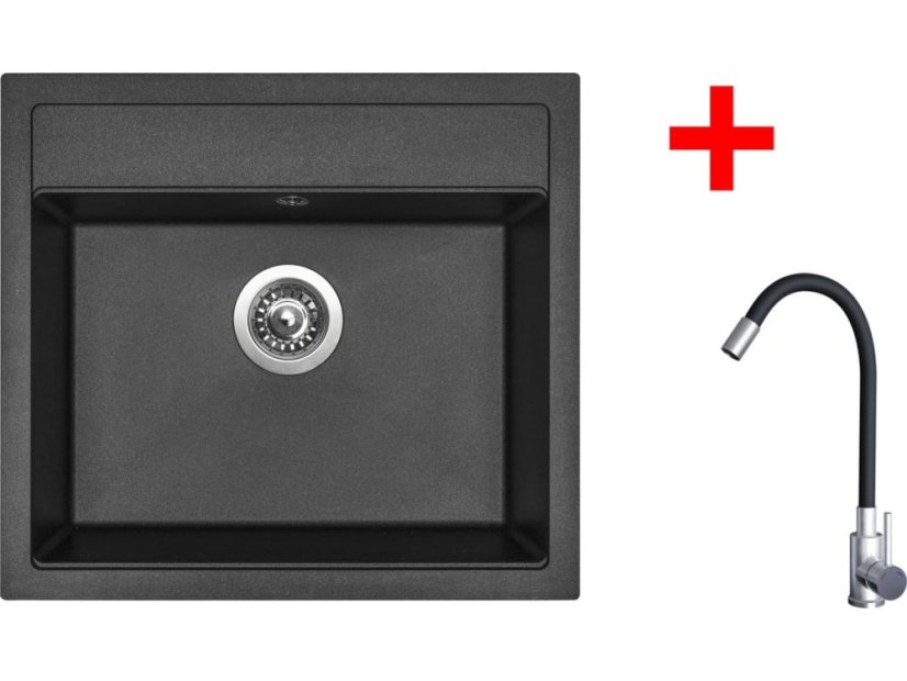 Sinks SOLO 560 Metalblack + Elasta nerez/černá