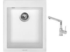Set Sinks CUBE 410 Milk + baterie Sinks MIX 350 P chrom Set Sinks CUBE 410 Milk + baterie Sinks MIX 350 P chrom