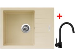 Sinks PERFECTO 650 Sahara + Vitalia čierná matná Sinks PERFECTO 650 Sahara + Vitalia čierná matná