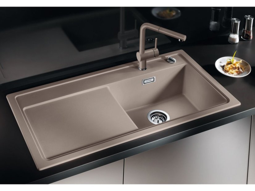 Granitový dřez Blanco ZENAR XL 6 S Silgranit šedá skála dřez vlevo s excentrem