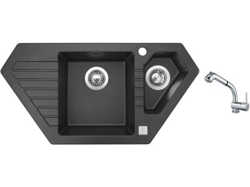 Set Sinks BRAVO 850.1 Granblack + baterie Sinks MIX 3 S Chrom