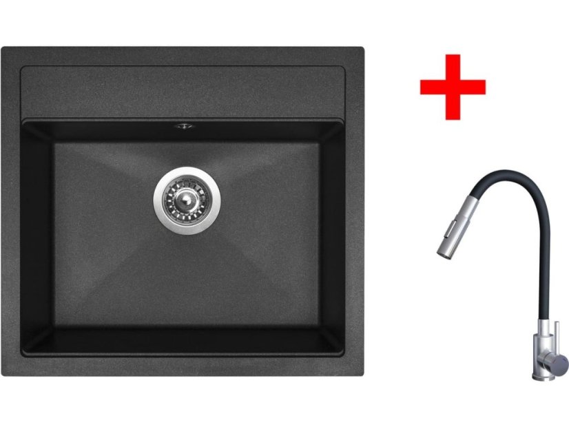 Set Sinks Solo 560 Granblack + Elasta S nerez/černá