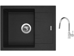 Set Sinks LINEA 600 N Granblack + batéria Sinks MIX 35 P chróm Set Sinks LINEA 600 N Granblack + batéria Sinks MIX 35 P chróm